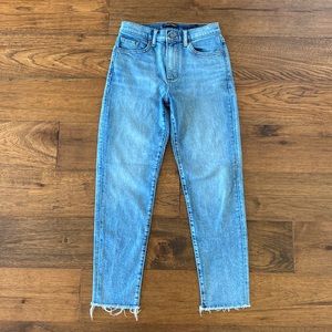 Banana Republic High-Rise Straight jeans, raw hem, size 25
